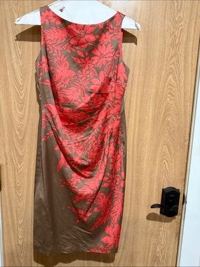 Jones New York Brown Dress with Coral Floral Print